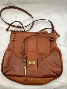 Chloe lexa medium Brown Leather Shoulder Bag with Gold Hardware authentic